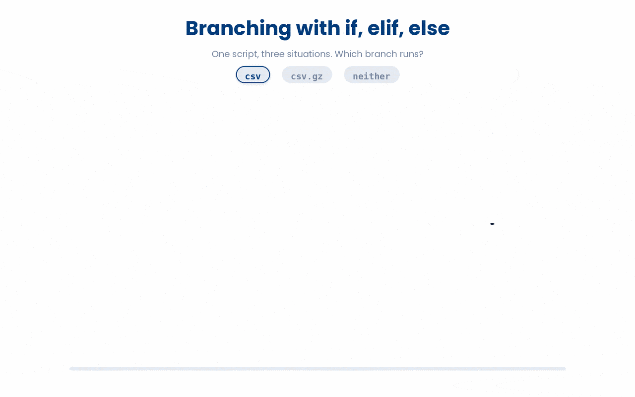 Bash evaluates conditions from the top, runs the first branch whose test passes and skips the rest, and falls back to else only when every test fails.