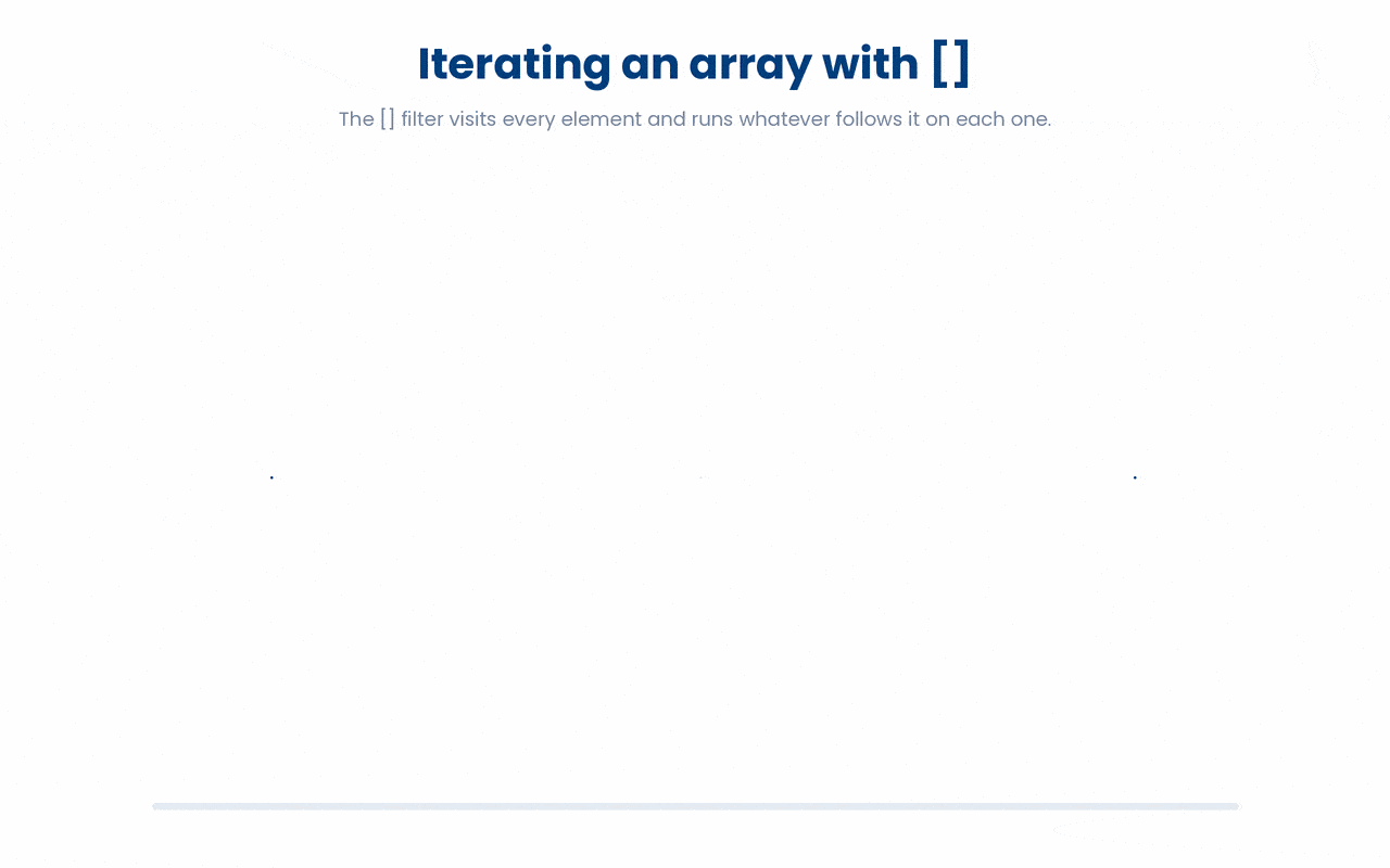 The .[] filter streams every element of an array into the rest of the filter, so .patients[].id applies .id to each patient object and emits one id per element.